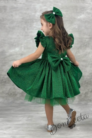 Официална детска рокля с къс ръкав с брокат Балеа в зелено 3