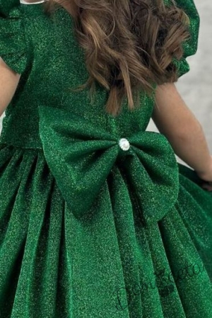 Официална детска рокля с къс ръкав с брокат Балеа в зелено 4