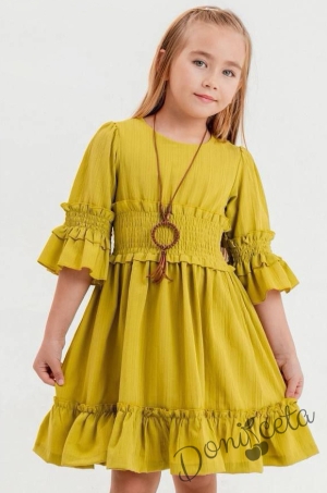 Ежедневна детска рокля в горчица Аделаид