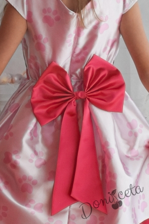 Официална детска рокля с тюл в розово с Пес Патрул и лапи 4