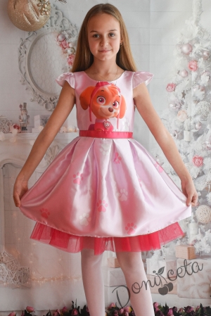 Официална детска рокля с тюл в розово със Скай от Пес Патрул 3