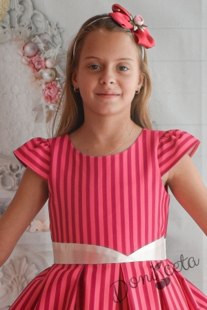 Официална детска рокля с тюл в розово и малина с надпис LOVE 2