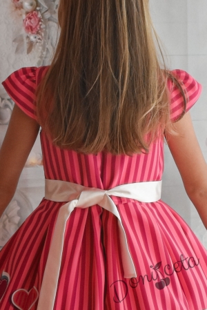 Официална детска рокля с тюл в розово и малина с надпис LOVE 4