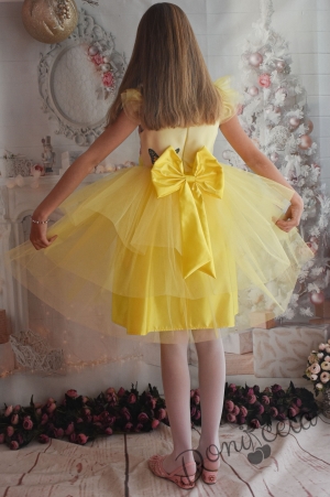 Детска рокля в жълто на цветя с тюл 288ЖРП 2