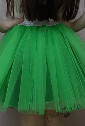 Детска пола с тюл в  зелено Касиди и блуза в бяло Тея 5