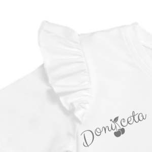 Детска блуза с дълъг ръкав в бяло с къдрици  2