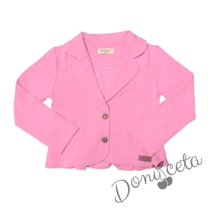 Комплект за момиче от 3 части- сако и панталони в розово и блуза в бяло 4