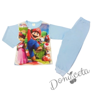 Детска пижама в светлосиньо със Супер Марио
