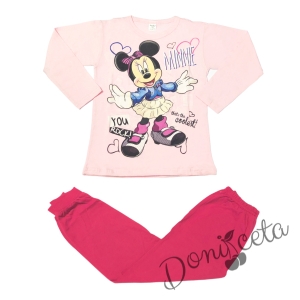Детска пижама за момиче в розово с Мини Маус