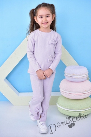 Комплект за момиче от 2 части в лилаво с панделки
