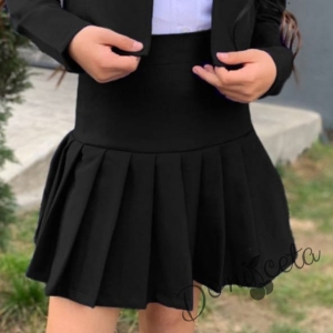 Комплект за момиче от 3 части - пола и сако в черно и риза в бяло 3
