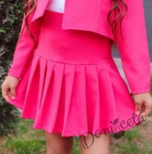 Комплект за момиче от 3 части - пола и сако в розово и риза в бяло 3