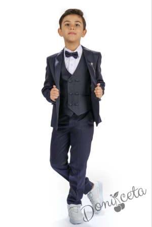 Елегатен костюм за момче от 5 части в черно със сако 3300932232