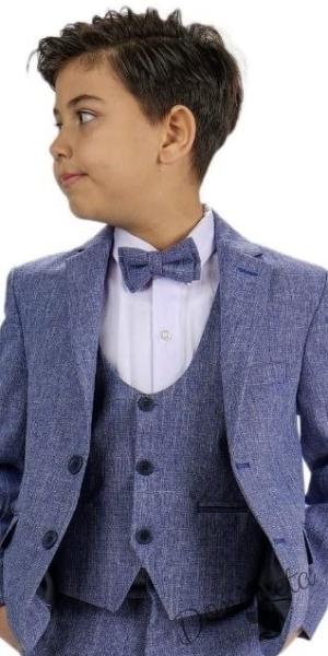 Официален детски костюм за момче от 5 части със сако в сиво-синьо 00003839222 2