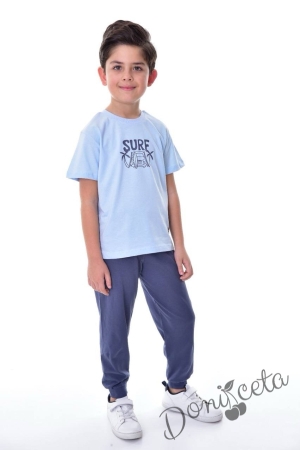 Комплект за момче от тениска и панталон в синьо SURE