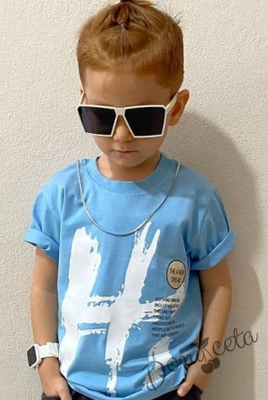 Комплект за момче от 2 части- тениска в синьо и панатлон в черно HI 2