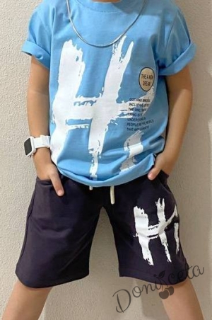 Комплект за момче от 2 части- тениска в синьо и панатлон в черно HI 3