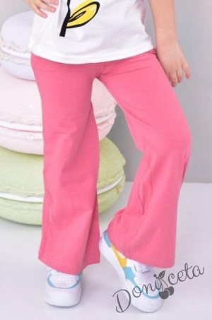 Комплект от 2 части - блуза и панталн в розово с цвете 3