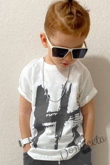 Комплект за момче от 2 части- тениска в бяло и сиво и панатлон HI 2