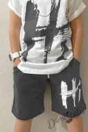 Комплект за момче от 2 части- тениска в бяло и сиво и панатлон HI 3