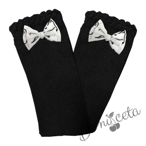 Комплект от пола в бяло на ноти, блуза с дълъг ръкав в черно, диадема и чорапи 5