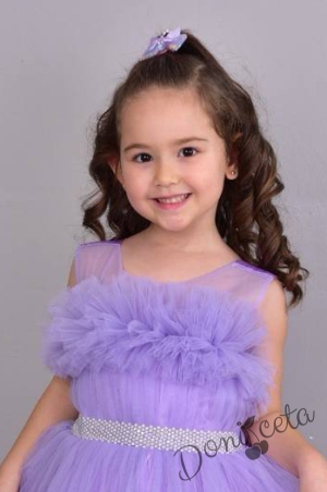 Официална детска дълга рокля в лилаво без ръкав с тюл Мелани 2