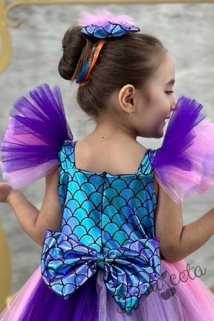 Официална детска дълга рокля с многоцветен тюл Ема  4