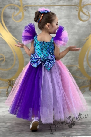 Официална детска дълга рокля с многоцветен тюл Ема  5