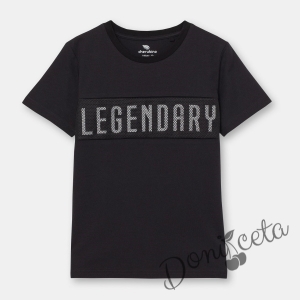  Детска тениска за момче в черно с надпис LEGENDARY 1