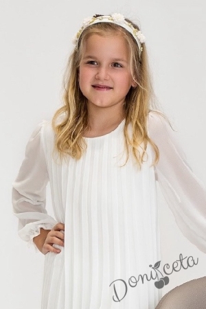 Официална/ежедневна детска рокля в бяло солей Contrast 2