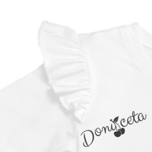 Комплект за момиче от детска пола в черно и блуза в бяло с дълъг ръкав с къдрици 3
