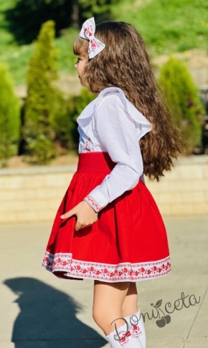 Комплект за момиче от 2 части- пола и риза с дълъг ръкав с фолклорни/етно мотиви 18