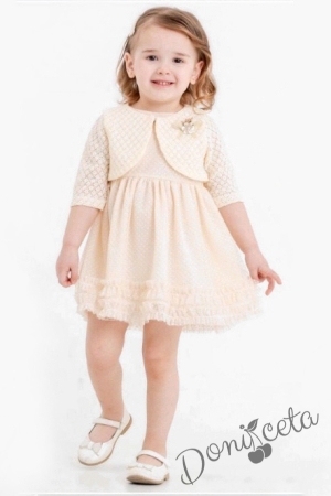 Официална/ежедневна бебешка рокля от дантела с болеро в екрю Ясмина 1