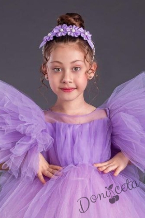 Официална детска къса рокля с тюл в лилаво Луиза 2