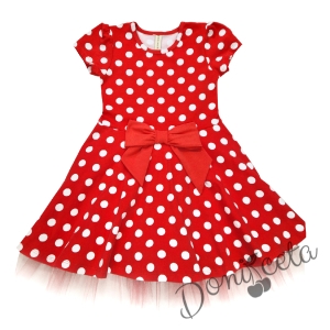 Детска ежедневна рокля червено на бели точки Мая 1