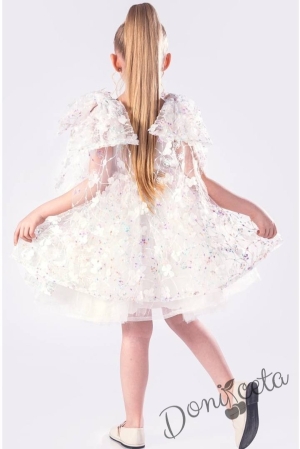 Официална детска рокля с къс ръкав в бяло Розела 5