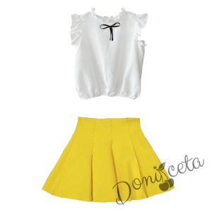 Комплект от пола в жълто и риза Contrast с черна панделка 1