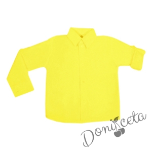  Детска риза с дълъг ръкав  в жълто  за момче