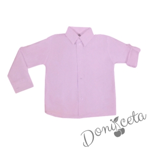  Детска риза с дълъг ръкав  в лилаво  за момче 1