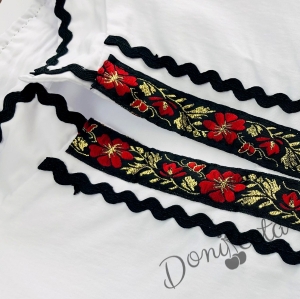 Етно мъжка риза с дълъг ръкав в бяло с фолклорни мотиви 2