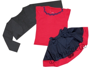 Комплект от блуза с къс ръкав, пола и болеро
