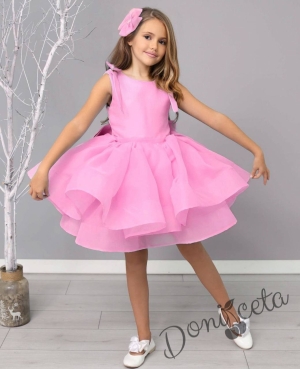 Официална детска къса рокля с тюл в розово Ванина