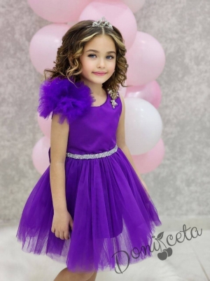 Официална детска рокля в лилаво с тюл Девора 1
