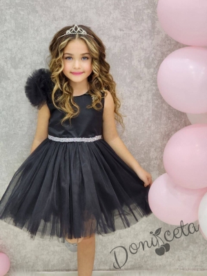 Официална детска рокля в черно с тюл Девора 1
