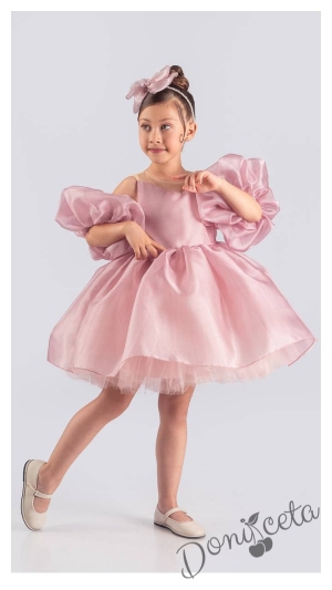 Официална детска рокля с тюл в розово Даян