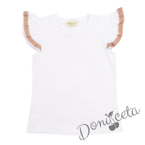 Детска блузка/тениска с къс ръкав в бяло с фолклорни/етно мотиви 22
