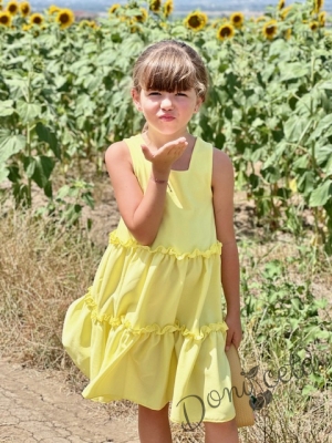 Официална или ежедневна детска рокля с къдрички в жълто 7748829315
