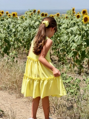 Официална или ежедневна детска рокля с къдрички в жълто 7748829316