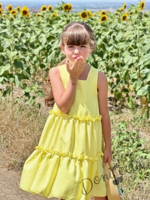 Официална или ежедневна детска рокля с къдрички в жълто 774882931