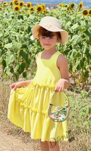 Официална или ежедневна детска рокля с къдрички в жълто 7748829318